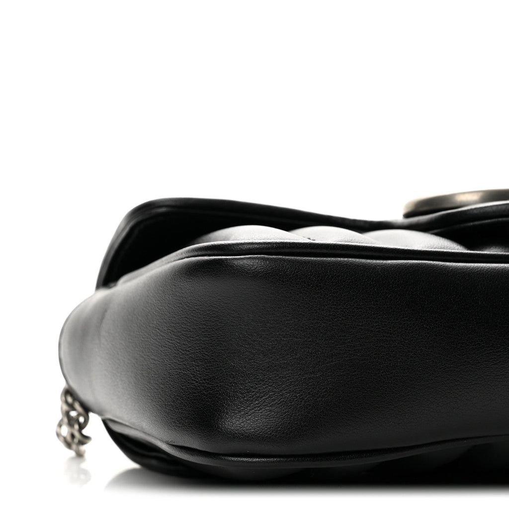 Calfskin Matelasse Aria Super Mini GG Marmont Shoulder Bag Black