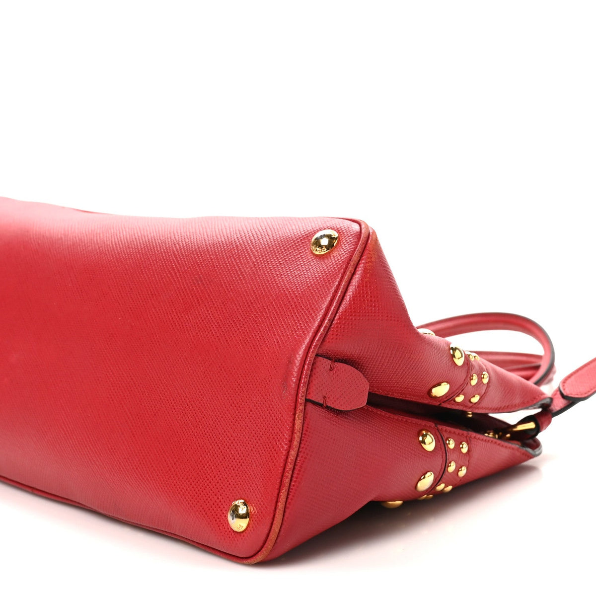 Saffiano Studded Bijou Tote Red