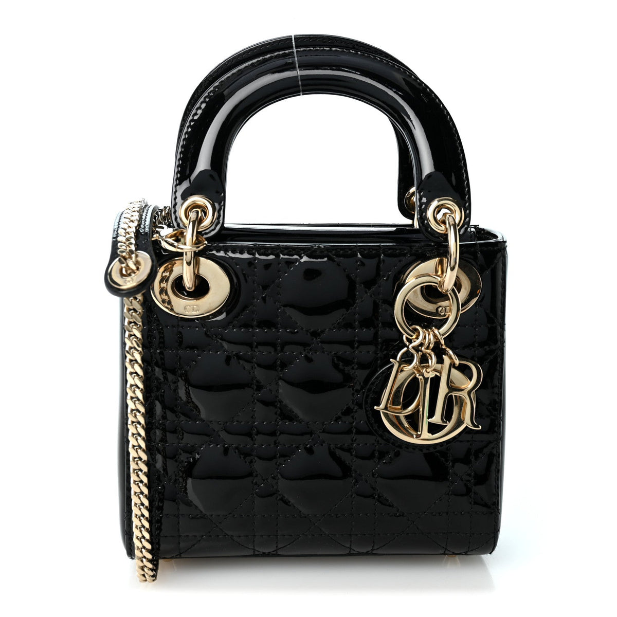 Patent Cannage Mini Lady Dior Black
