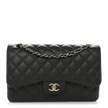 Lambskin Quilted Jumbo Double Flap Dark Grey