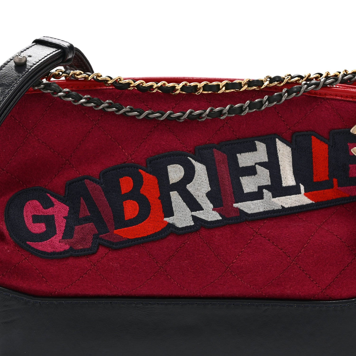 Wool Calfskin Quilted Medium Gabrielle Hobo Red