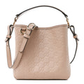GG Calfskin Embossed Emblem Small Bucket Bag Taupe
