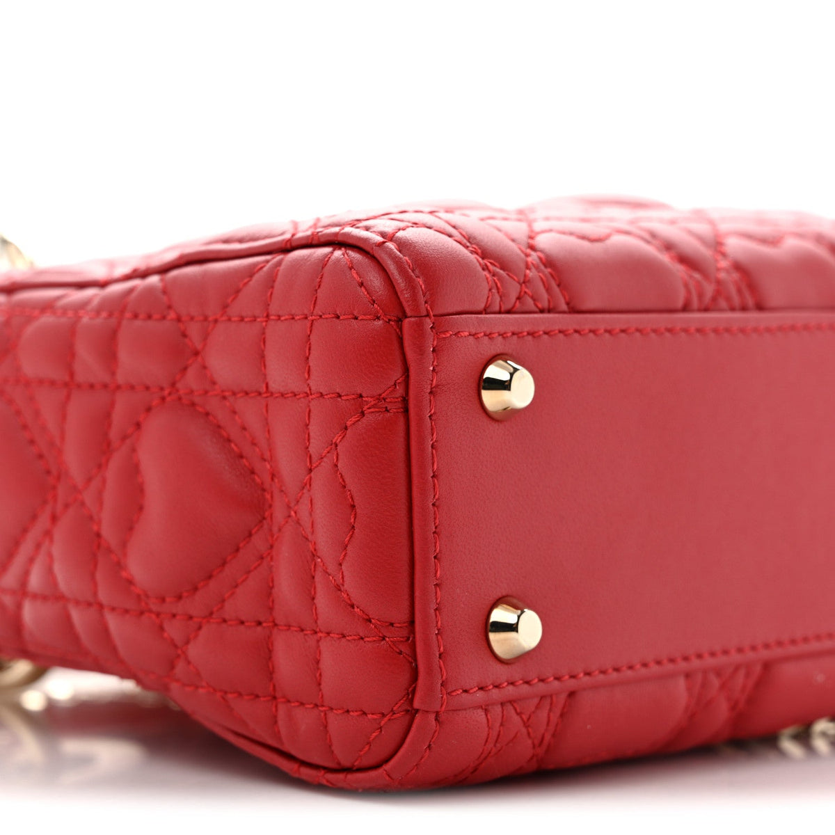 Calfskin Cannage Dioramour Mini Lady Dior Bag Bright Red
