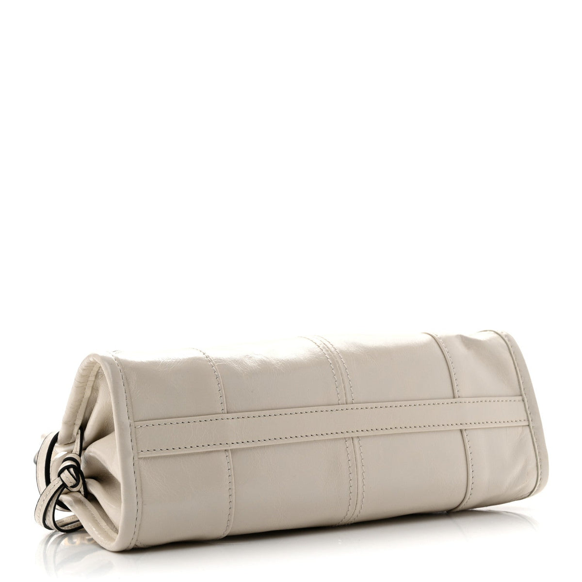 Glossy Calfskin Triangle Mini Bonnie Hand Bag White