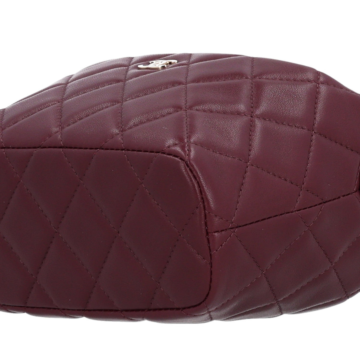 Lambskin Quilted Hobo Clutch With Chain Dark Burgundy