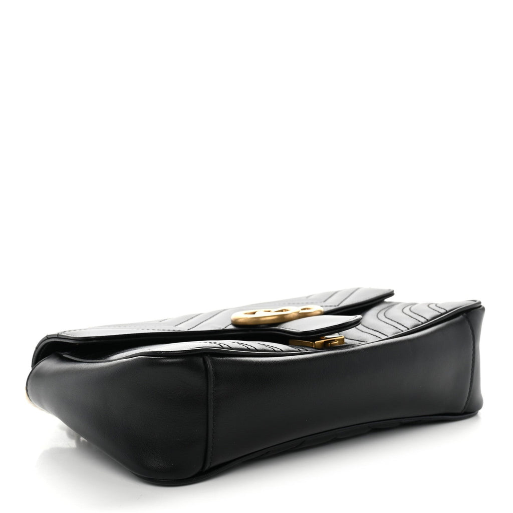 Calfskin Matelasse Small GG Marmont Shoulder Bag Black