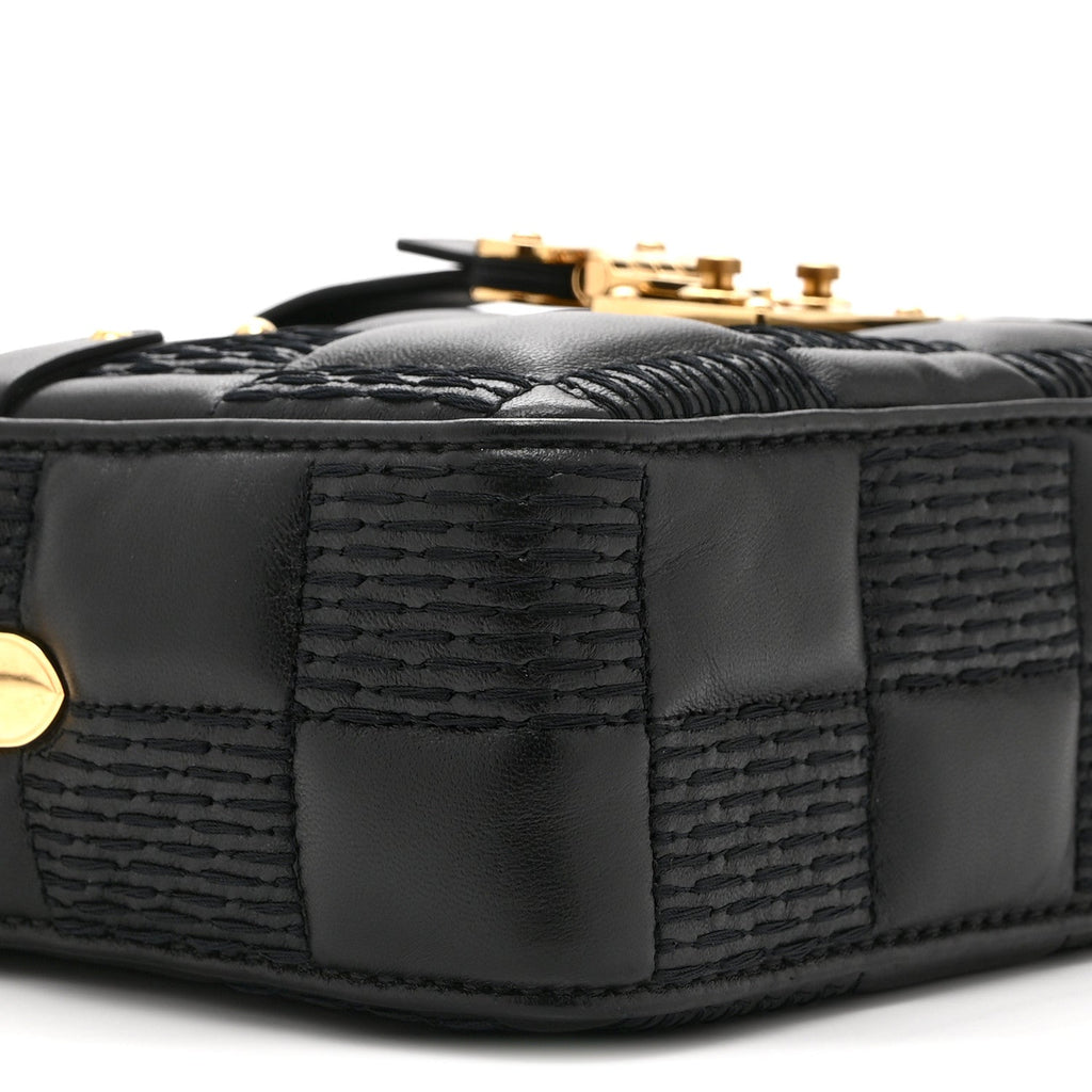 Lambskin Damier Quilt Troca PM Black