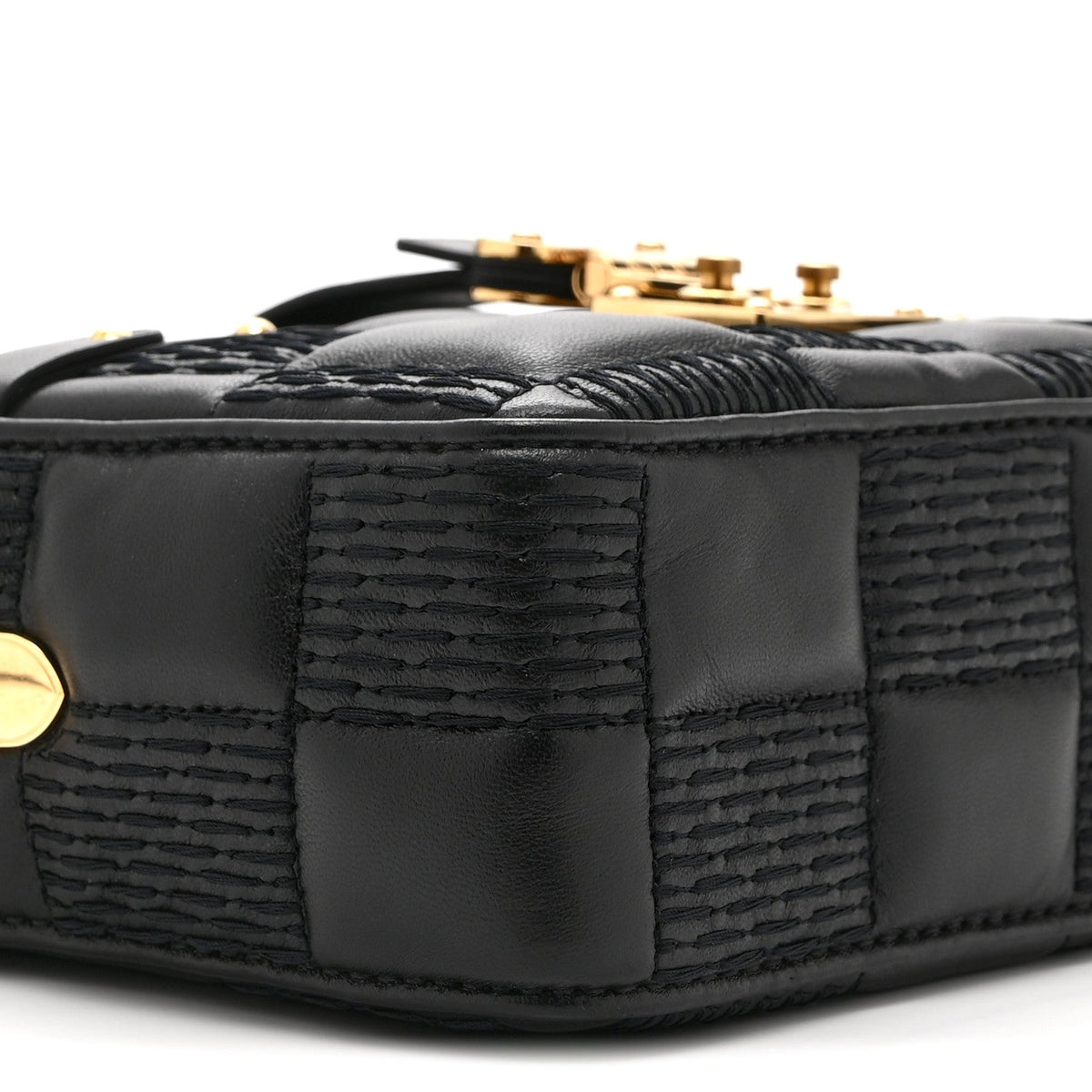 Lambskin Damier Quilt Troca PM Black
