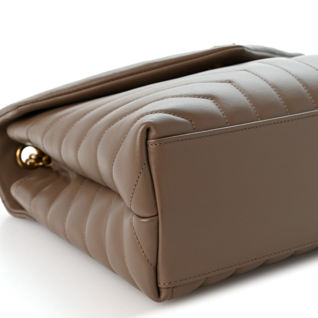 Calfskin Y Quilted Monogram Medium Loulou Chain Satchel Dark Beige