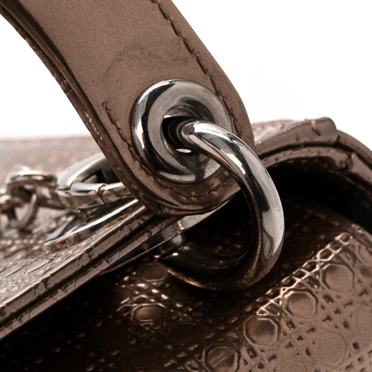 Metallic Patent Micro-Cannage Mini Lady Dior Hyper Pink