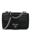 Soft Calfskin Impunture Diagramme Medium Chain Flap Shoulder Bag Black
