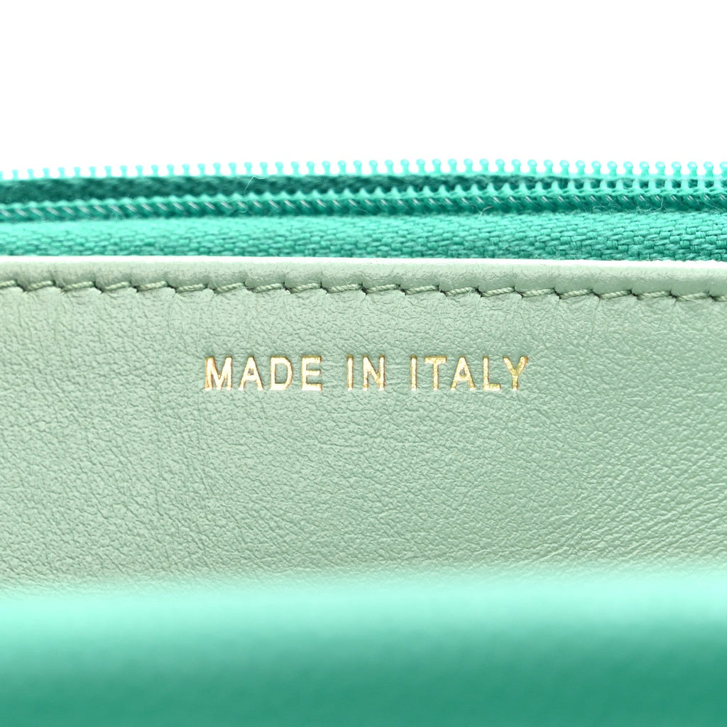 Caviar Quilted Perforated Metal CC Wallet on Chain WOC Green
