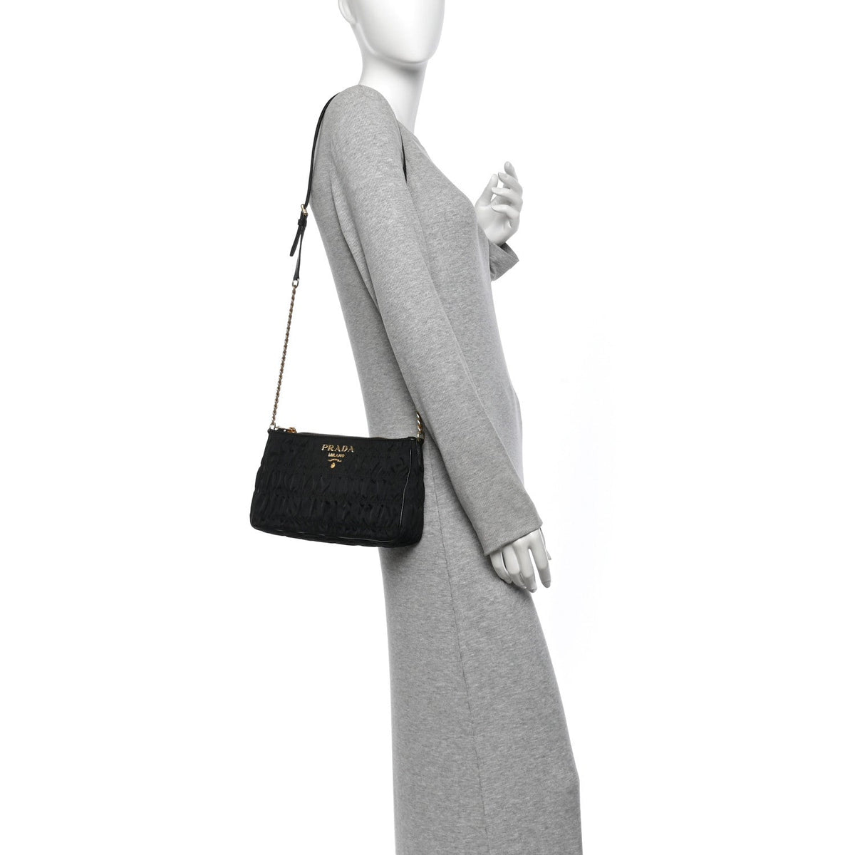 Tessuto Nylon Gaufre Shoulder Bag Black