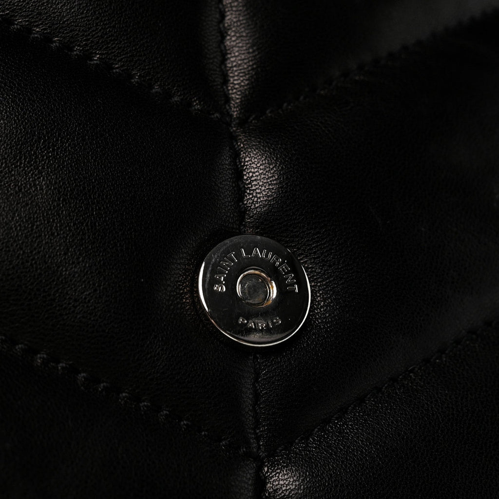 Lambskin Quilted Toy Loulou Puffer Monogram Chain Satchel Black