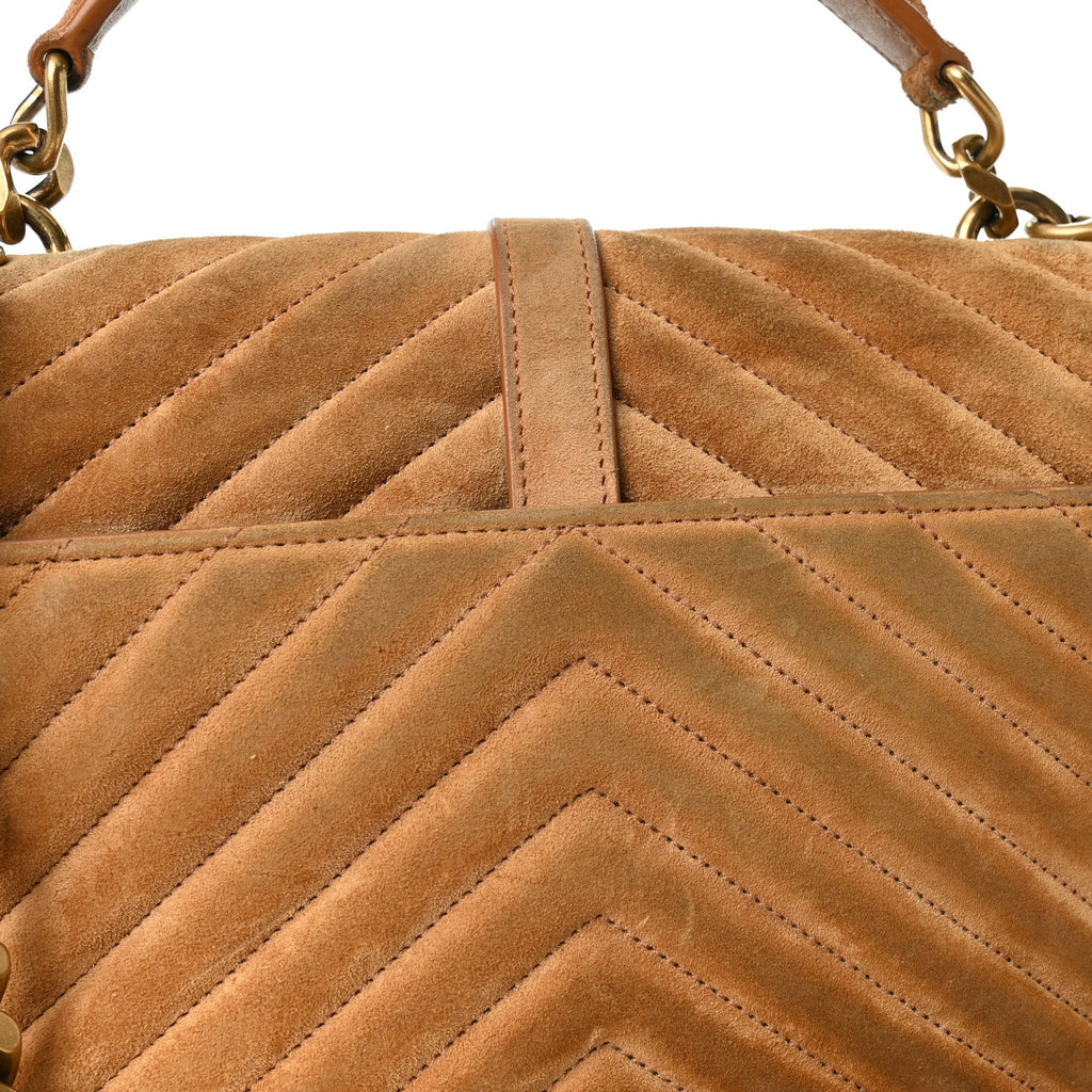 Suede Matelasse Chevron Monogram Medium College Bag Cinnamon