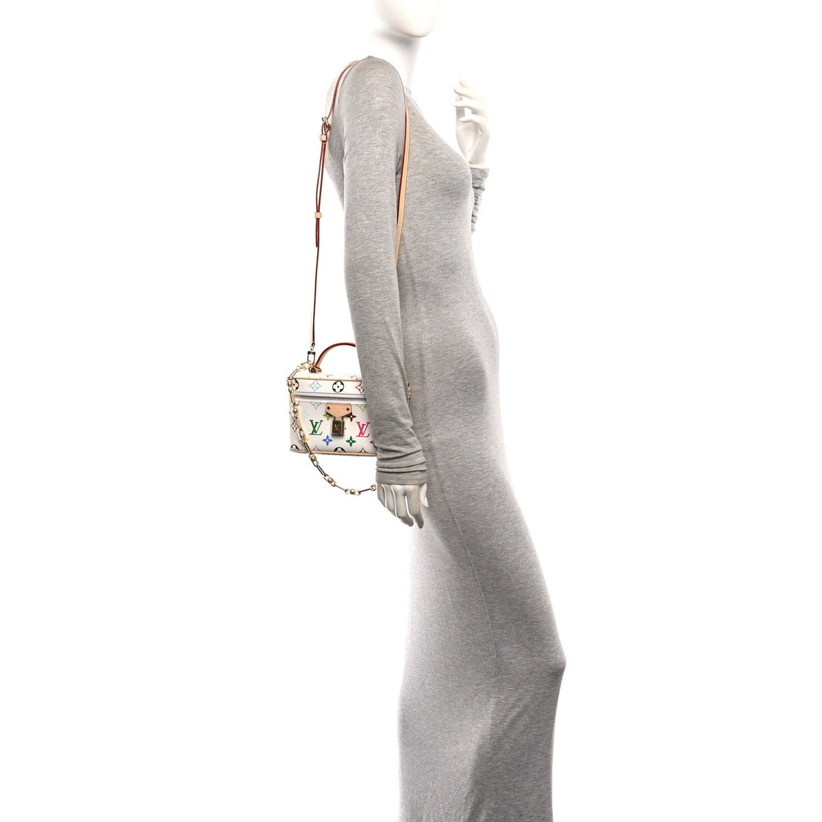 LV x TM Monogram Multicolor Vanity Chain Pouch White