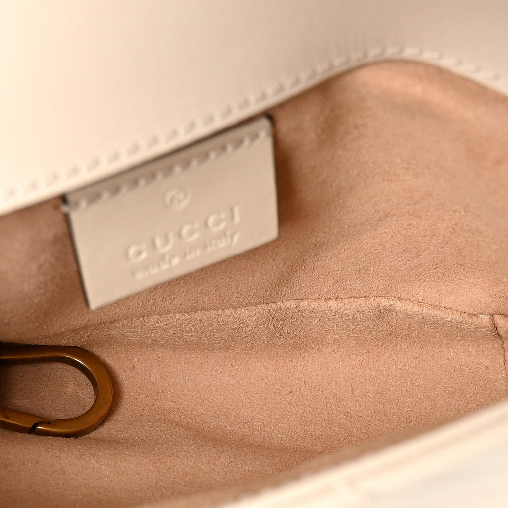 Calfskin Matelasse Super Mini GG Marmont Shoulder Bag White