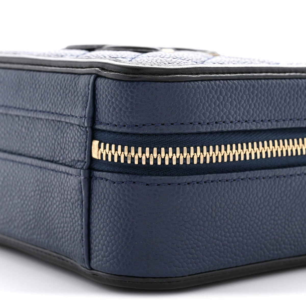 Caviar Quilted Small CC Filigree Vanity Case Navy Black