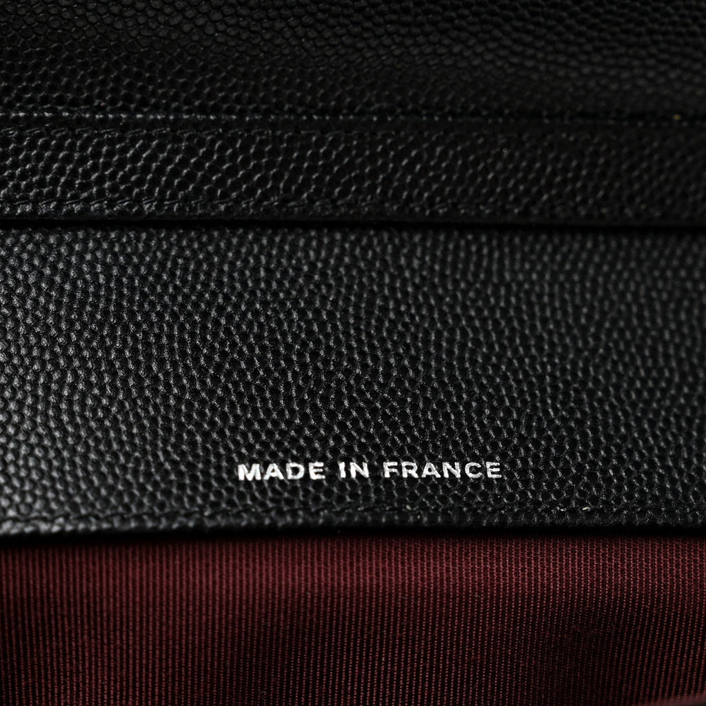 Caviar Quilted Glasses Case With Chain Black