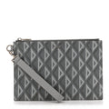 Coated Canvas CD Diamond Pouch Grey