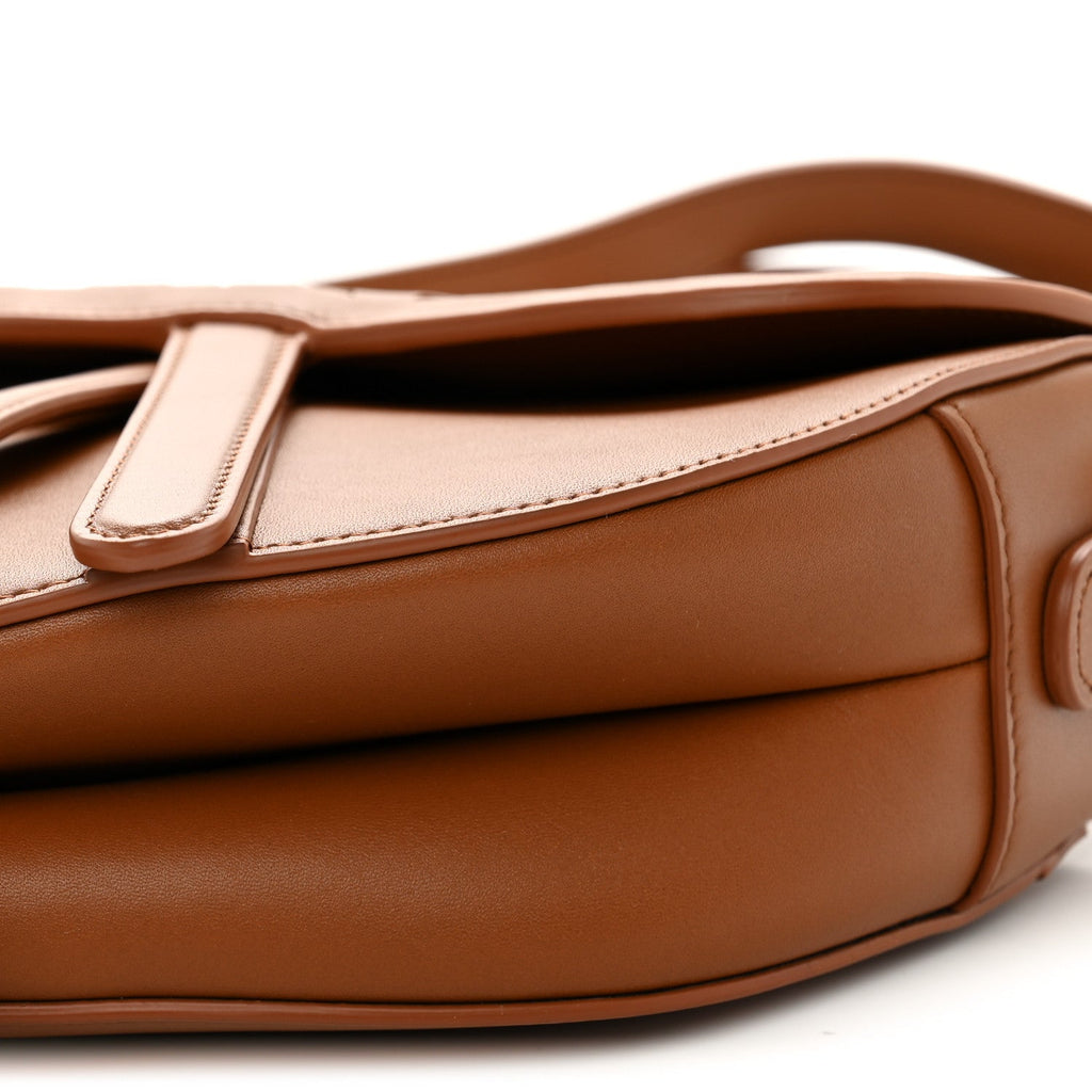 Bobby Calfskin Marquetry Saddle Bag With Strap Marron