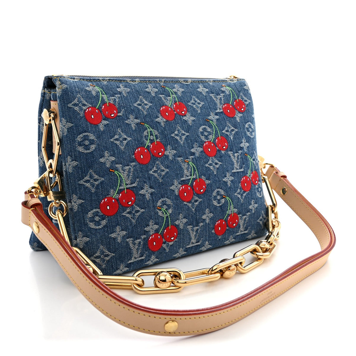 LV X TM Monogram Denim Cerises Coussin PM Blue