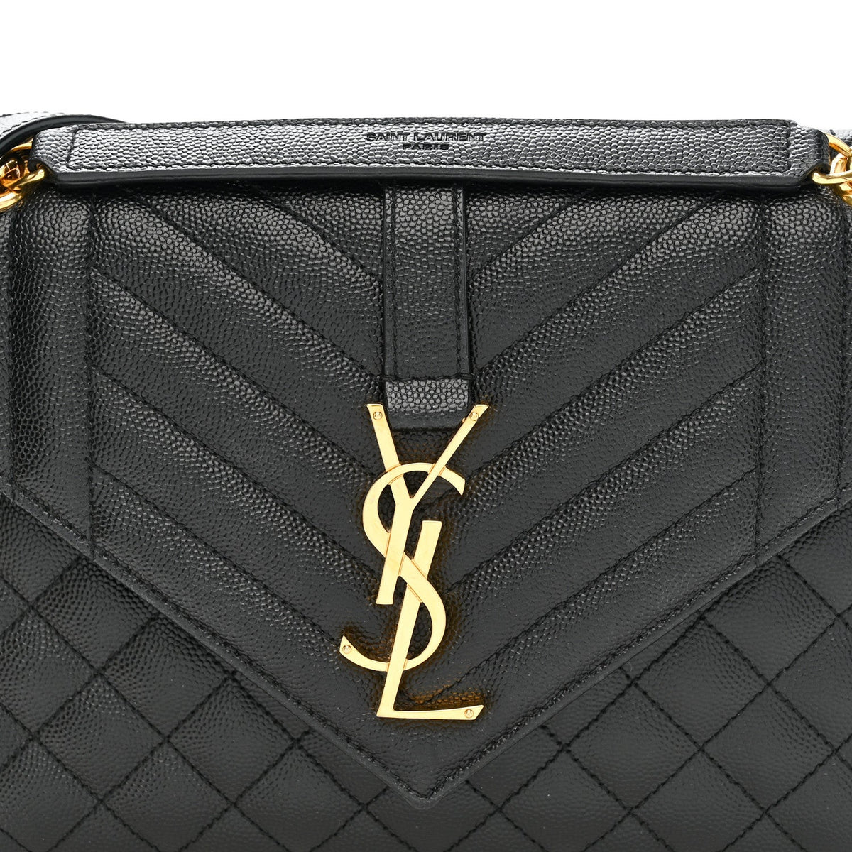 Grain De Poudre Textured Mixed Matelasse Triquilt Medium Monogram Satchel Black
