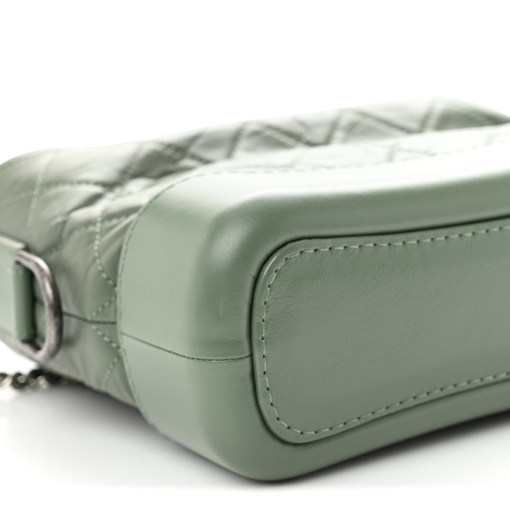 Aged Calfskin Quilted Small Gabrielle Hobo Dark Green
