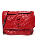 Crinkled Calfskin Matelasse Monogram Baby Niki Chain Satchel Rouge Eros