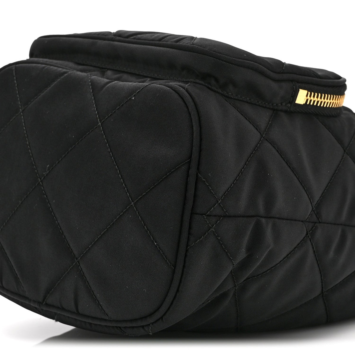 Re-Nylon Saffiano Stitched Duet Bucket Bag Black