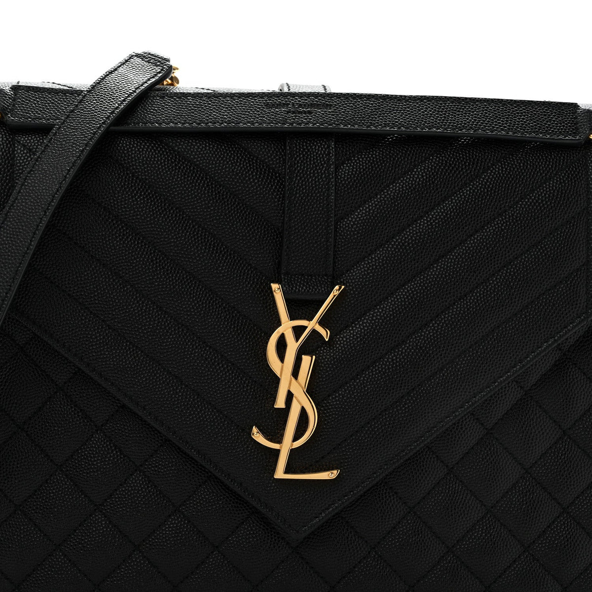 Grain De Poudre Textured Mixed Matelasse Large Triquilt Monogram Satchel Black