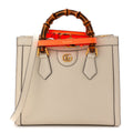 Wonka Grain Calfskin Small Diana Tote Bag Mystic White Orange Fluo