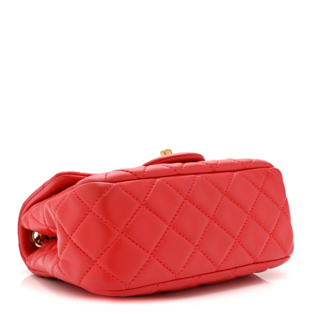 Lambskin Quilted Mini Pearl Crush Flap Red
