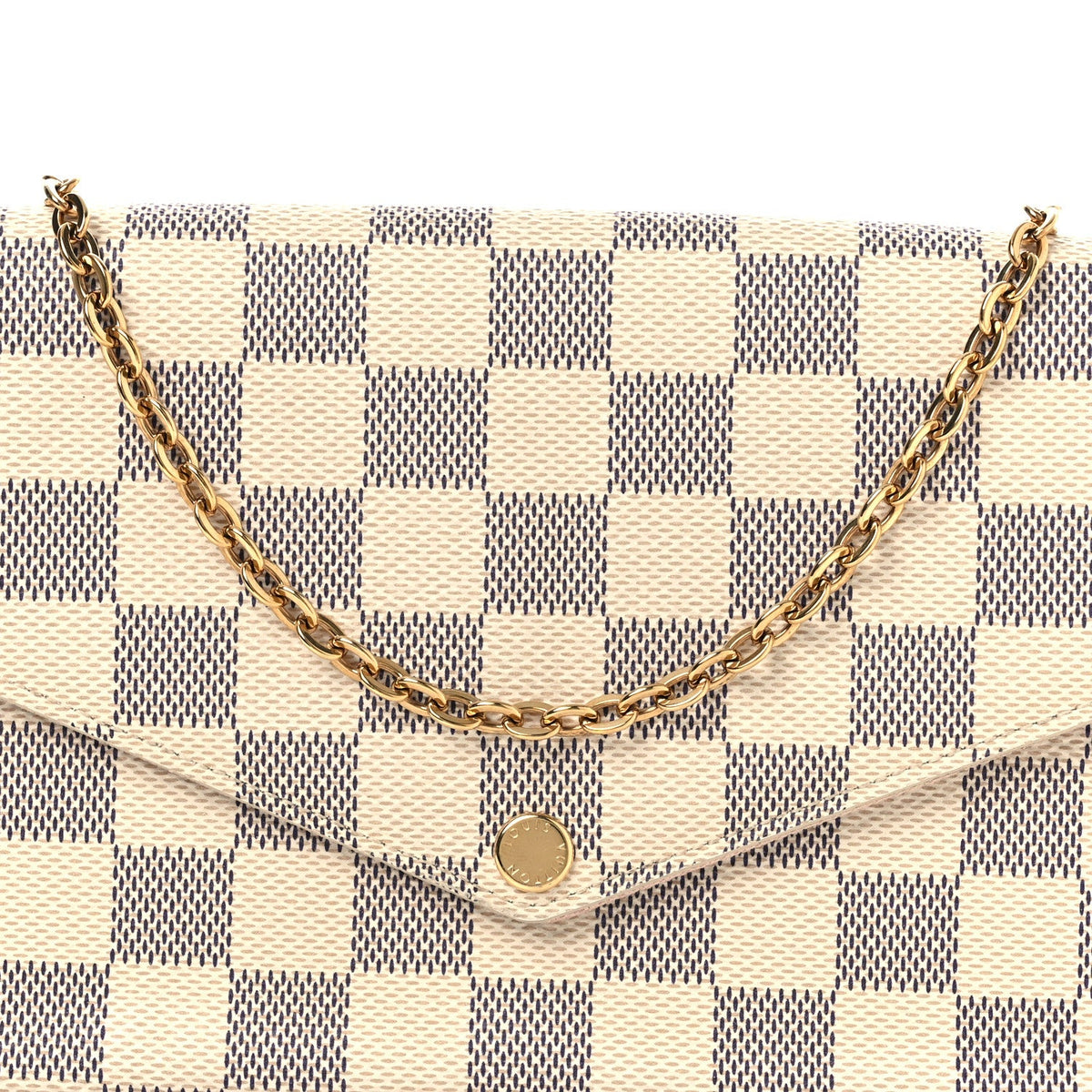 Damier Azur Pochette Felicie Chain Wallet Rose Ballerine Rose Ballerine