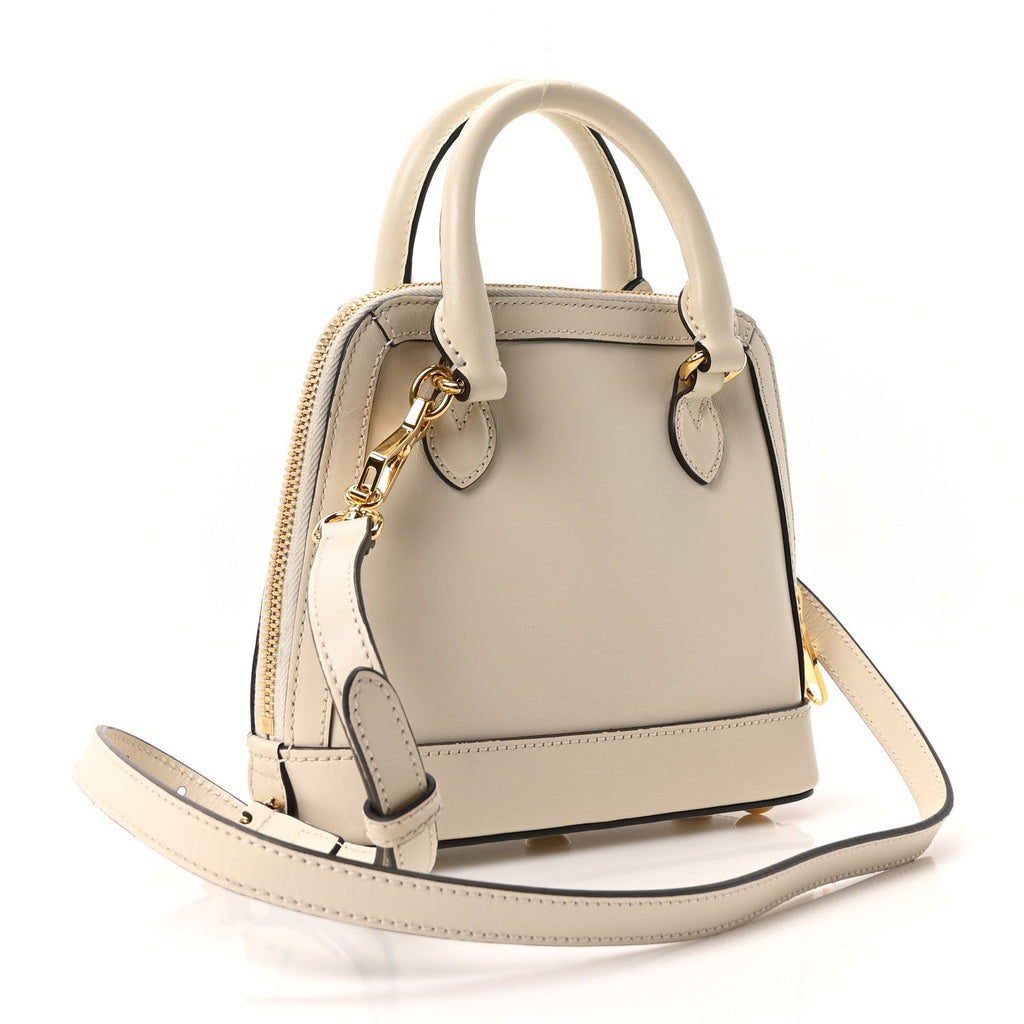 Boarded Plutone Calfskin Mini Horsebit 1955 Top Handle Bag Mystic White