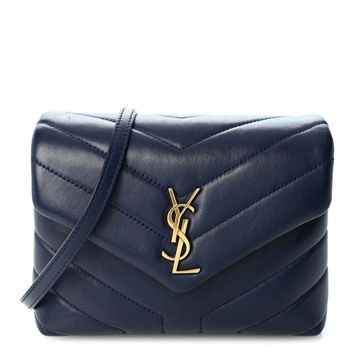 Calfskin Y Quilted Monogram Toy Loulou Crossbody Bag Blue Charron