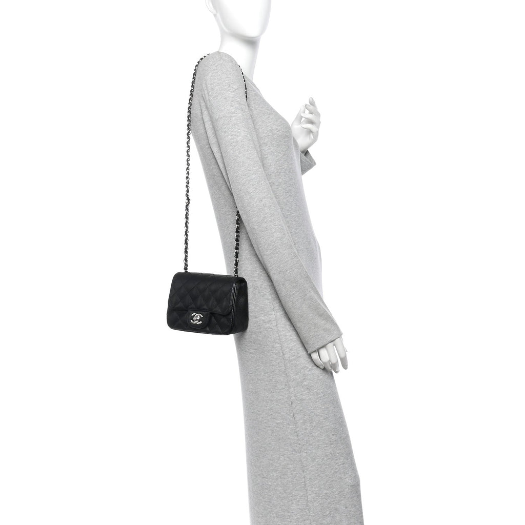Caviar Quilted Mini Square Flap Black