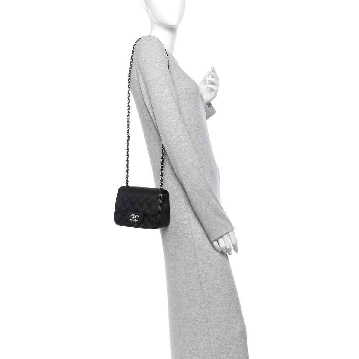 Caviar Quilted Mini Square Flap Black