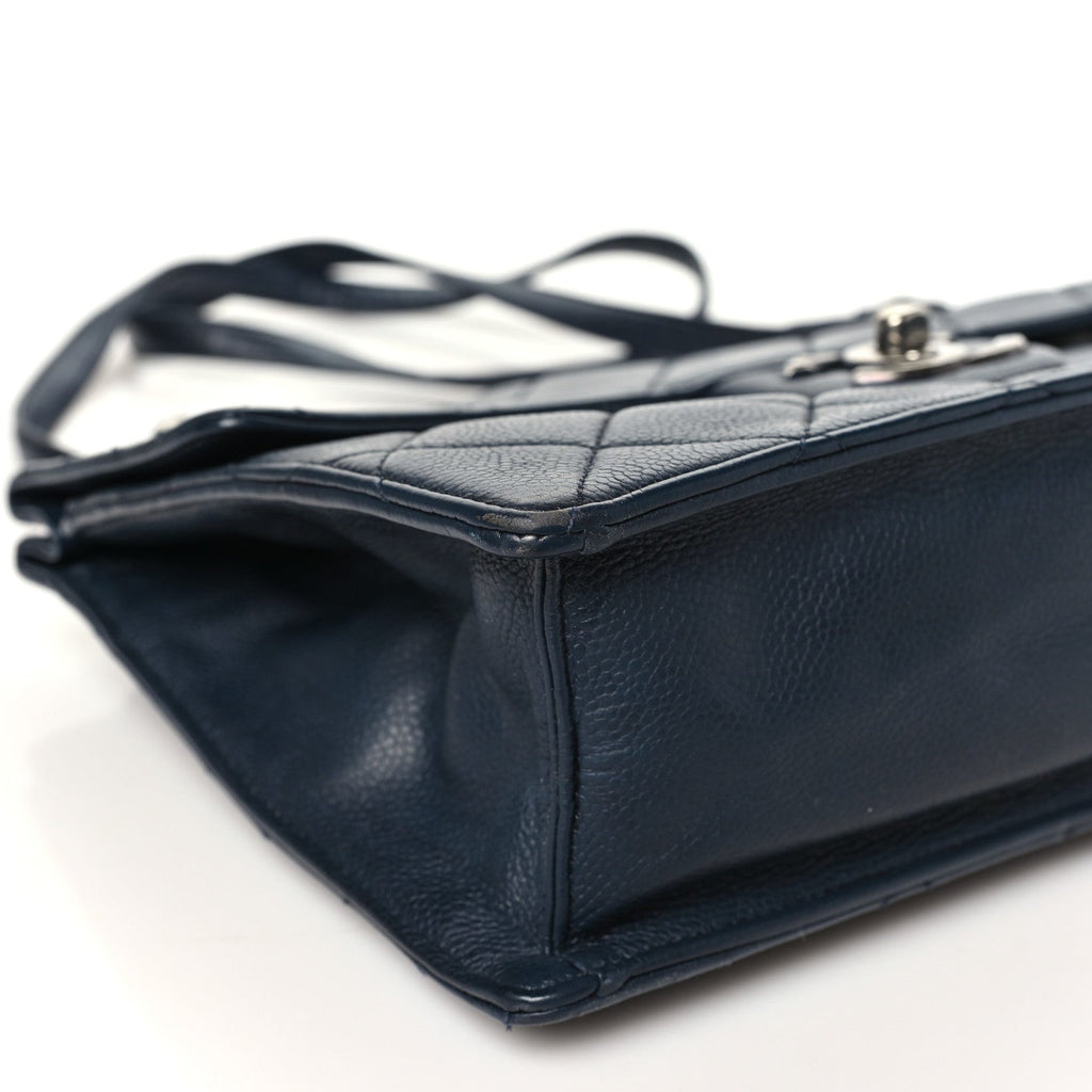 Caviar Quilted Large Retro Class Flap  Navy