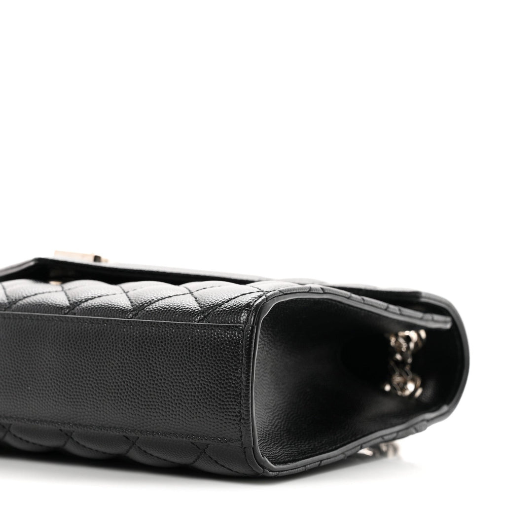 Grain De Poudre Textured Mixed Matelasse Triquilt Medium Monogram Satchel Black