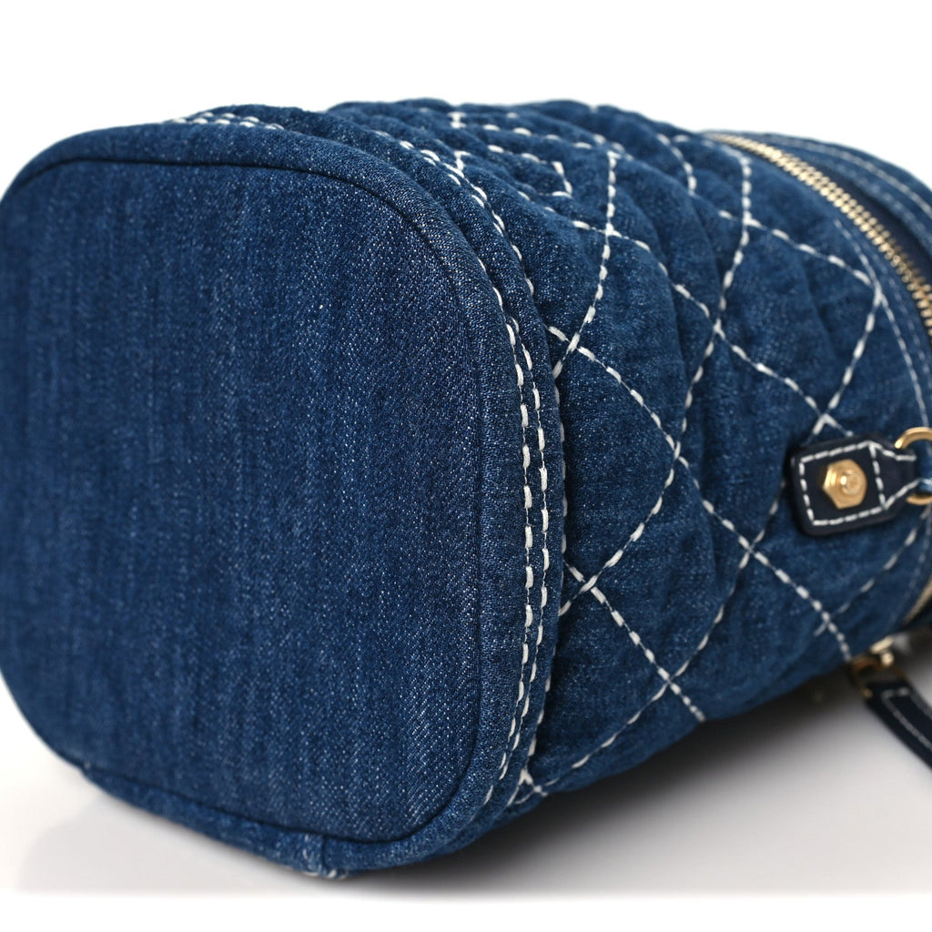Denim Quilted Denim Trip Vanity Cosmetic Case Blue