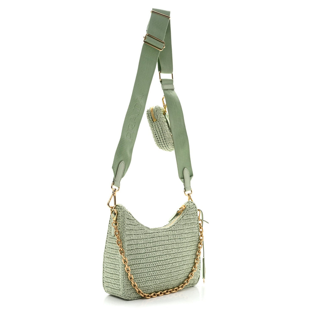 Yarn Raffia Effect Crochet Re-Edition 2005 Shoulder Bag Acqua