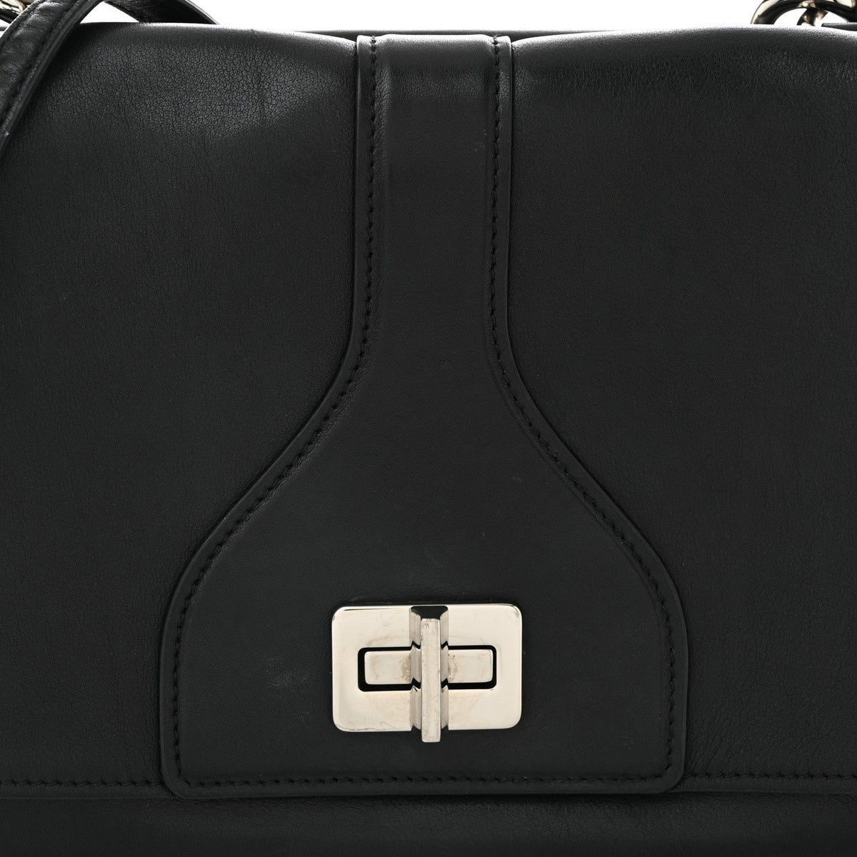 Vitello Soft Chain Flap Bag Black