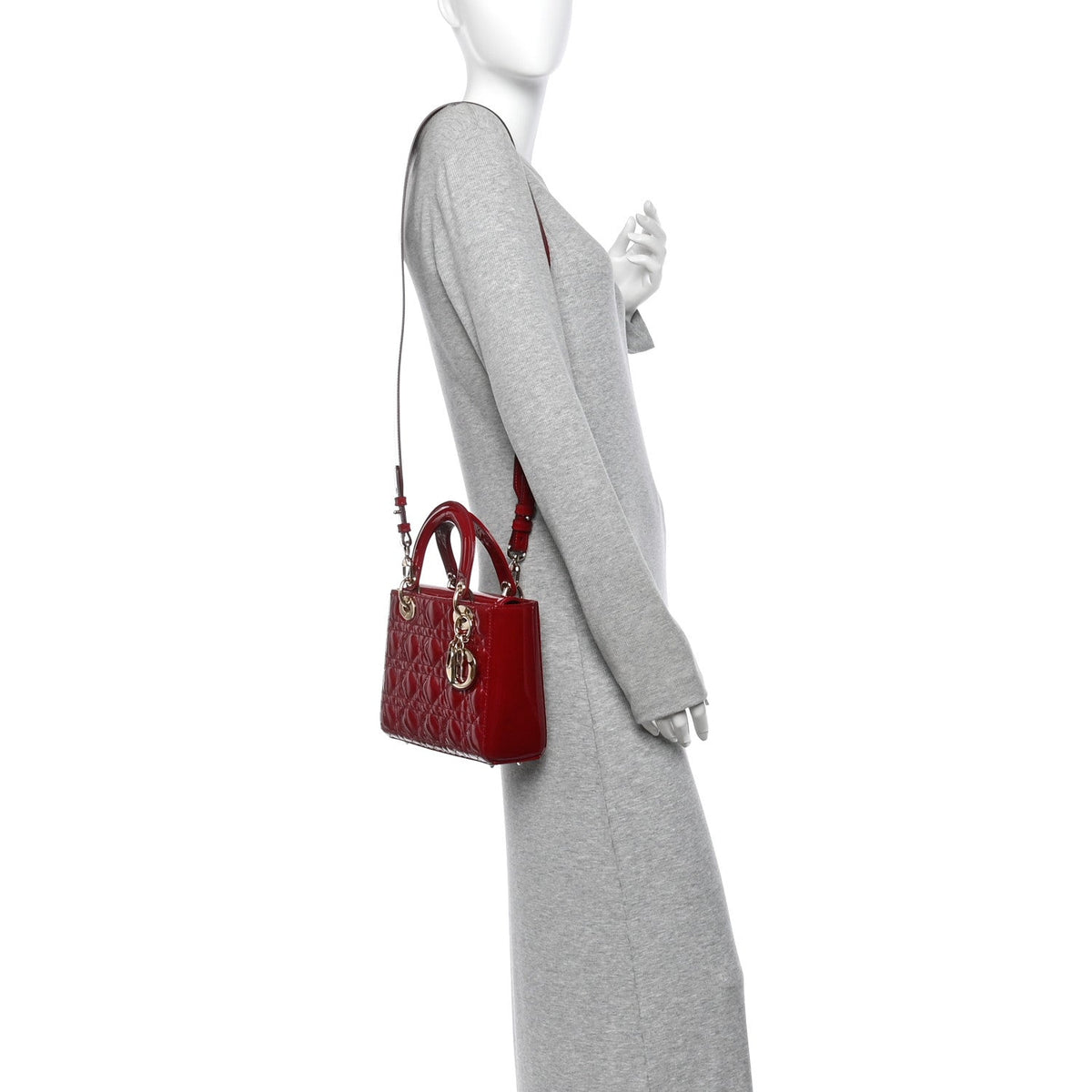 Patent Cannage Small My ABCDior Lady Dior Cherry Red