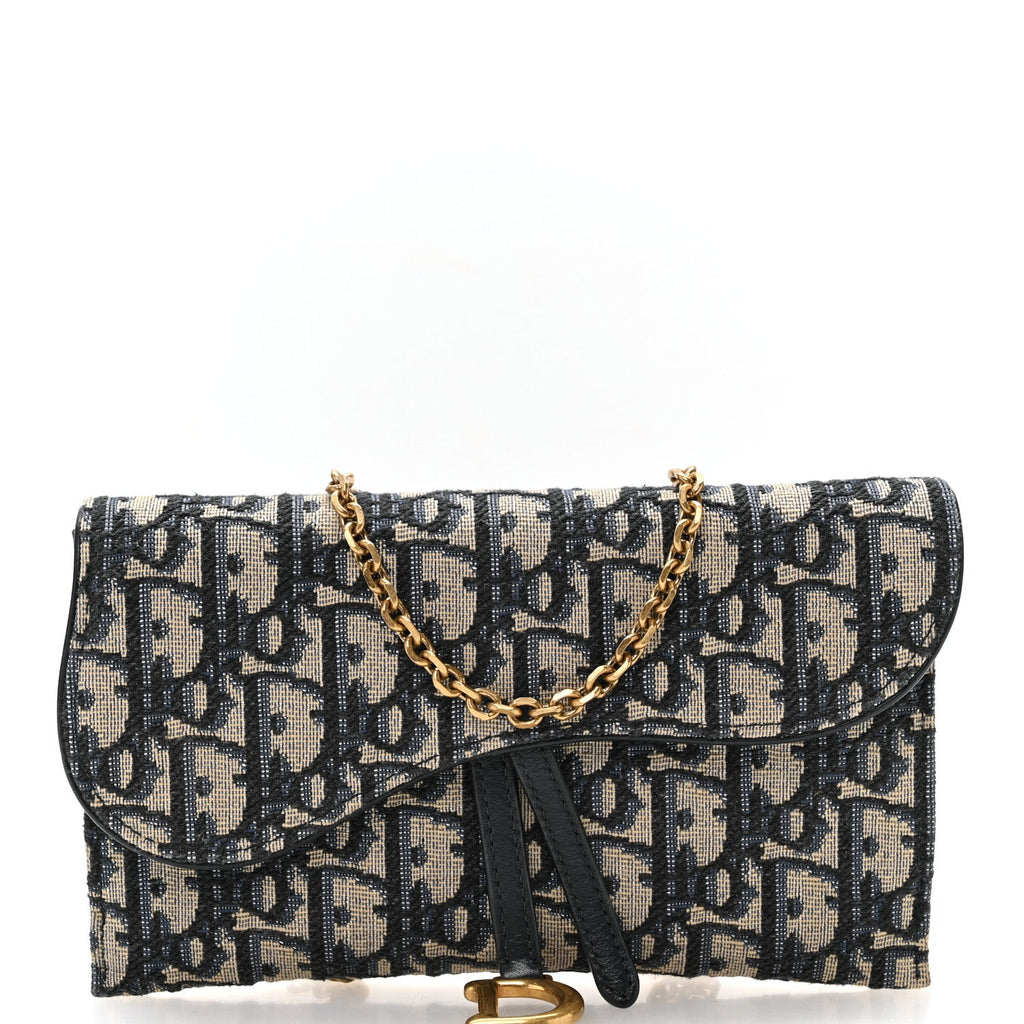 Oblique Small Saddle Chain Pouch Blue