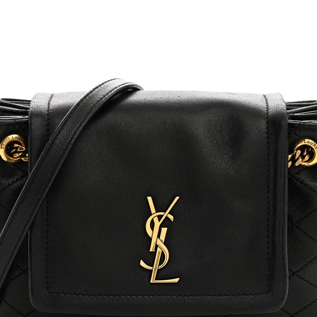 Lambskin Quilted Monogram Mini Nolita Black