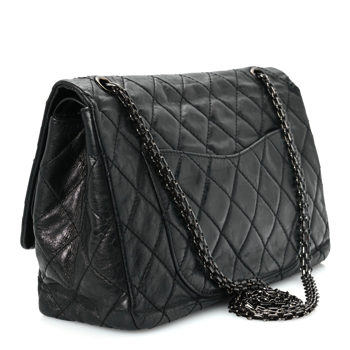 Metallic Aged Calfskin Quilted 2.55 Reissue 226 Flap So Black