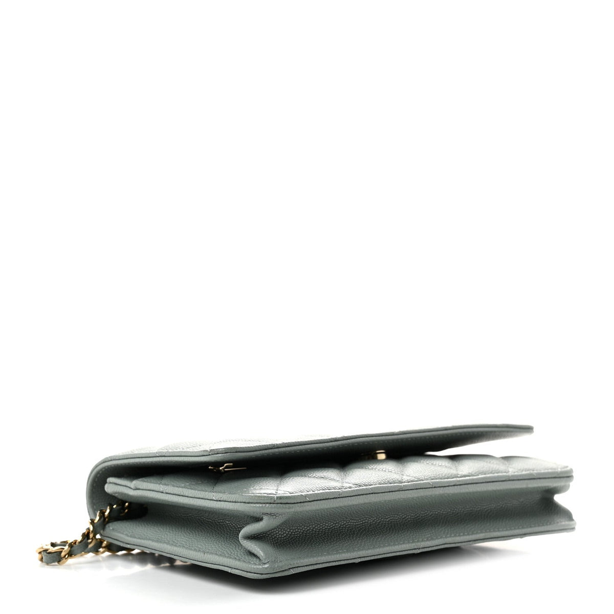 Caviar Quilted Wallet on Chain WOC Light Blue
