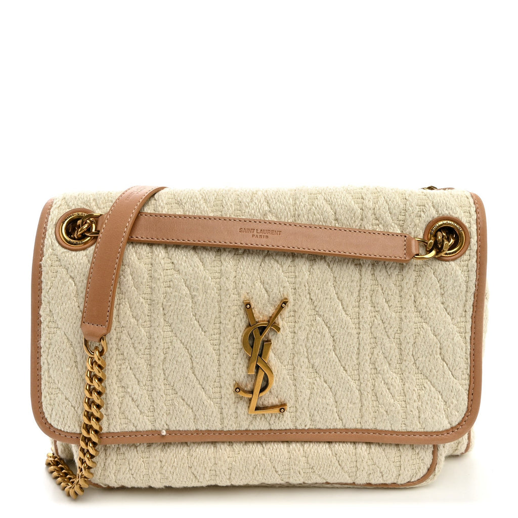 Jacquard Monogram Medium Niki Chain Satchel Soy Milk Brown