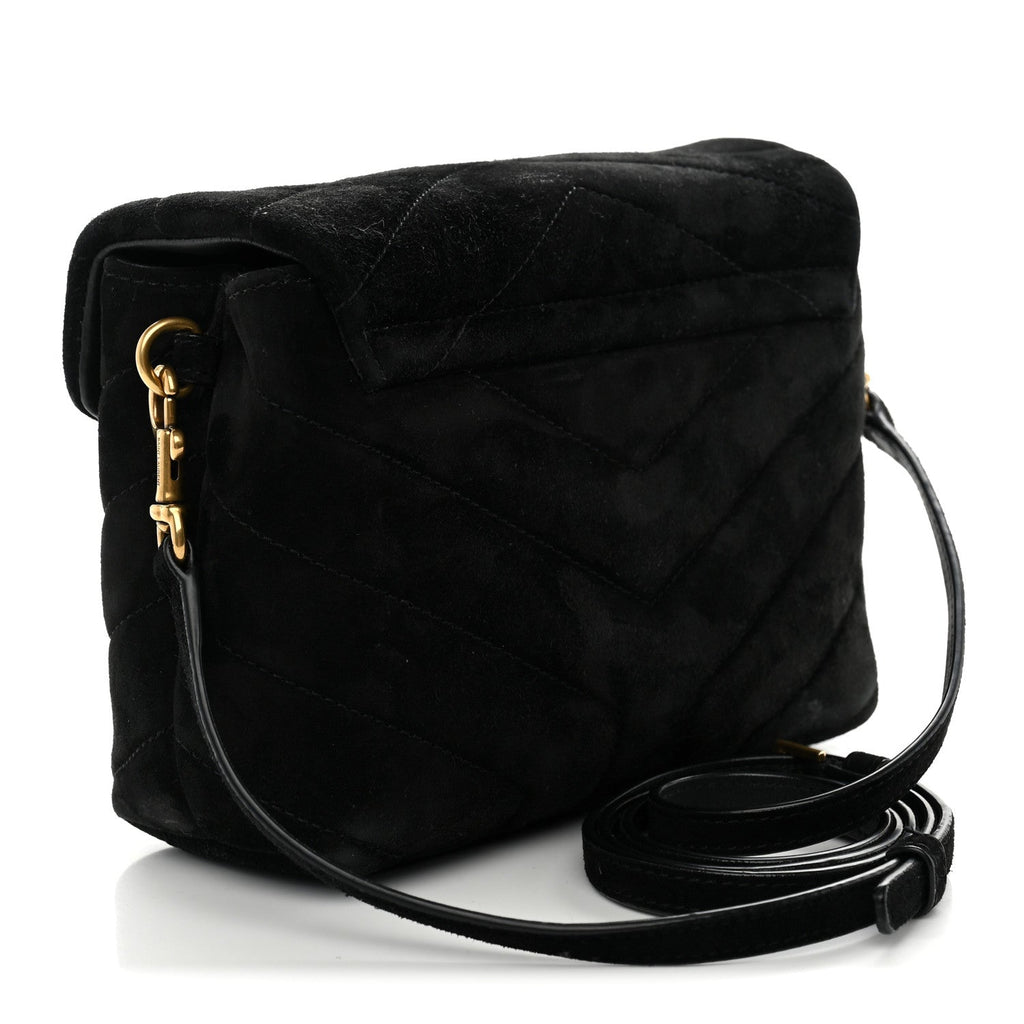 Suede Y Quilted Monogram Toy Loulou Crossbody Bag Black